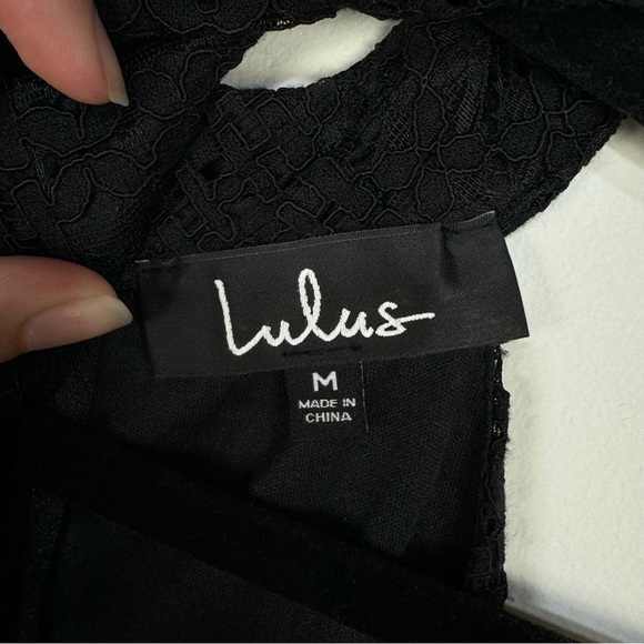 Lulus Black High Neck Lace Mini Dress Graduation Party Goth Gothic - Picture 4 of 4